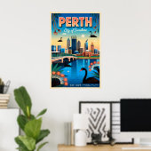 Perth Australien Retro-Reiseposter-Kunst Poster (Heimbüro)