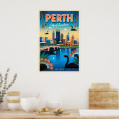 Perth Australien Retro-Reiseposter-Kunst Poster (Küche)