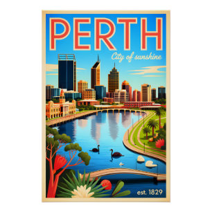 Perth Australien Retro-Reiseposter-Kunst Poster