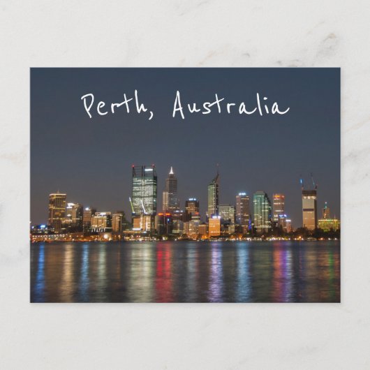 Perth, Australien, Skyline bei Nacht Postkarte (Vorderseite)
