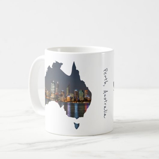Perth, Australien, Skyline nach Nacht Reflexionen Kaffeetasse (Vorderseite Links)