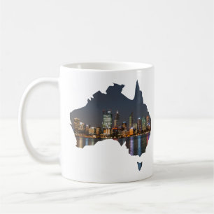 Perth, Australien, Skyline nach Nacht Reflexionen Kaffeetasse