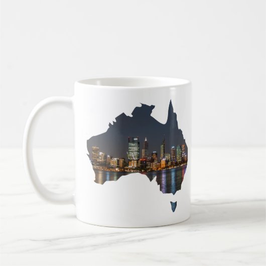 Perth, Australien, Skyline nach Nacht Reflexionen Kaffeetasse (Links)