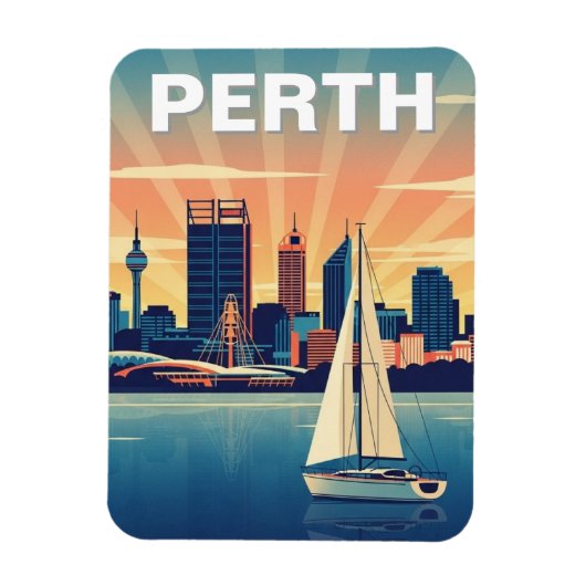 Perth Australien Skyline Reise Magnet (Vertikal)