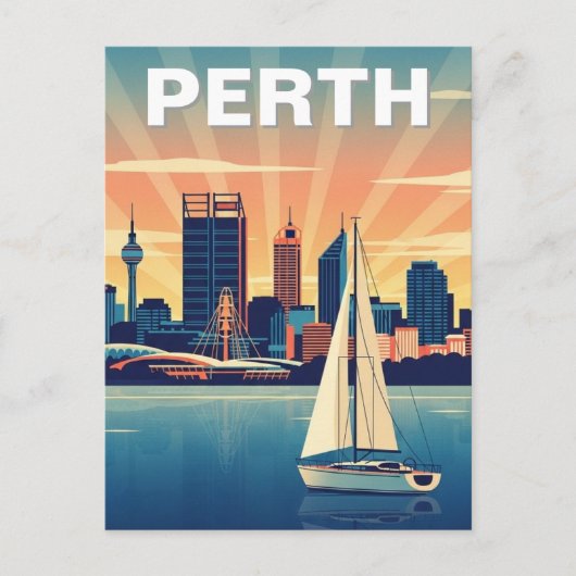 Perth Australien Skyline Reise Postkarte (Vorderseite)