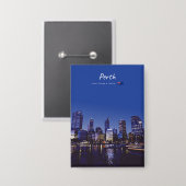 Perth, Australien - Stadt-Silhouette Nacht Button (Vorderseite/Rückseite)