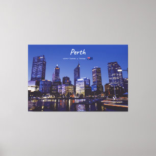 Perth, Australien - Stadt-Silhouette Nacht Leinwanddruck