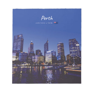 Perth, Australien - Stadt-Silhouette Nacht Notizblock