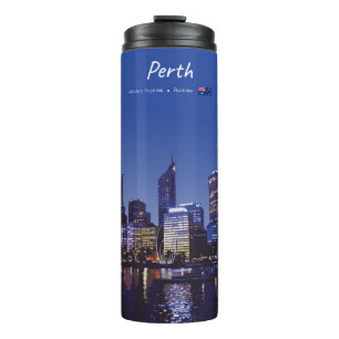 Perth, Australien - Stadt-Silhouette Nacht Thermosbecher