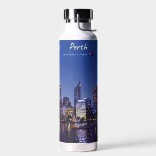Perth, Australien - Stadt-Silhouette Nacht Trinkflasche