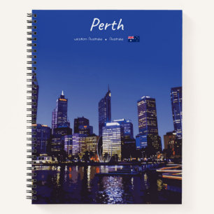 Perth, Australien - Stadt-Skyline Nachtspirale Notizblock