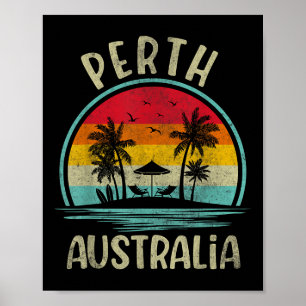 Perth Australien Strand Palmenbaum Familie Sommerf Poster