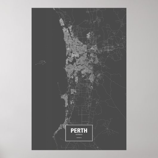 Perth, Australien (weiß auf schwarz) Poster (Vorne)