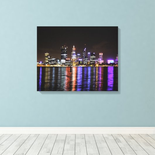 Perth CBD bis Nacht Leinwanddruck (Insitu (Holzboden))