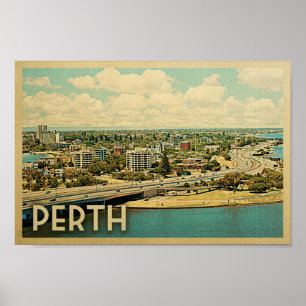 Perth-Plakat-Vintages Reise-Plakat Australien Poster