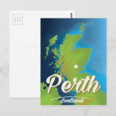 Perth Scotland Travel Poster Postkarte (Vorne/Hinten)