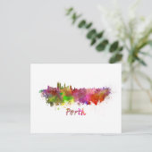Perth Skyline in Aquarellfarbe Postkarte (Stehend Vorderseite)