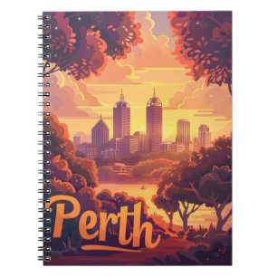 Perth Twilight: Sunset Symphony over Swan River Notizblock
