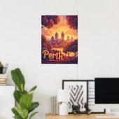 Perth Twilight: Sunset Symphony over Swan River Poster (Heimbüro)