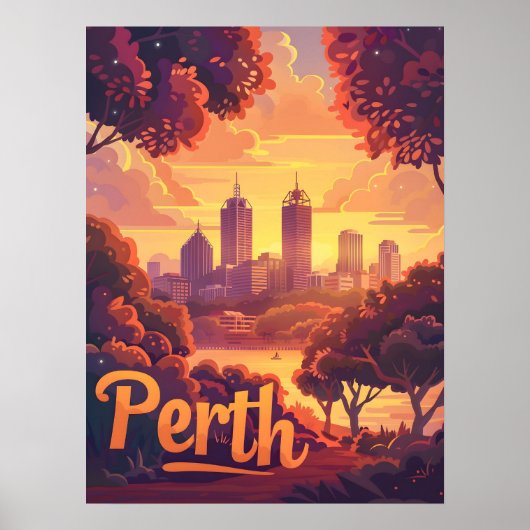Perth Twilight: Sunset Symphony over Swan River Poster (Vorne)