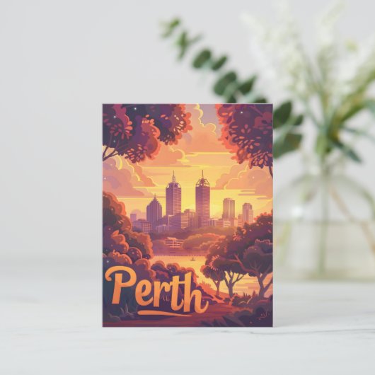 Perth Twilight: Sunset Symphony over Swan River Postkarte (Stehend Vorderseite)
