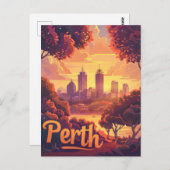 Perth Twilight: Sunset Symphony over Swan River Postkarte (Vorne/Hinten)