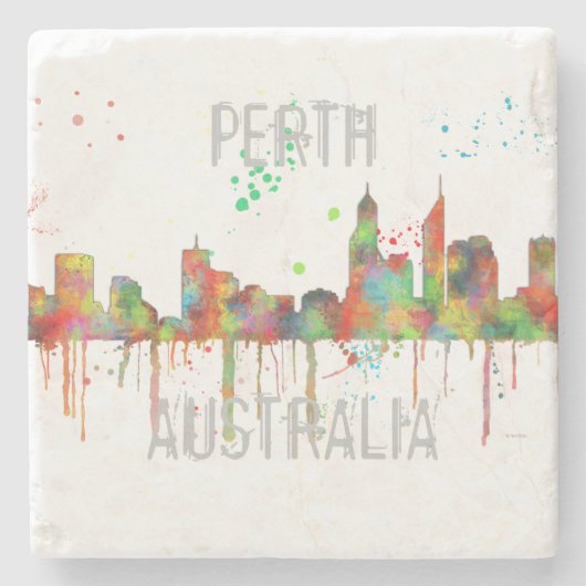 PERTH, WA SKYLINE STEINUNTERSETZER (Vorderseite)