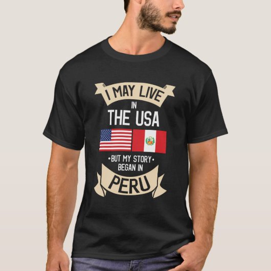 Peru American Flag Usa Peruvian Roots T-Shirt (Vorderseite)