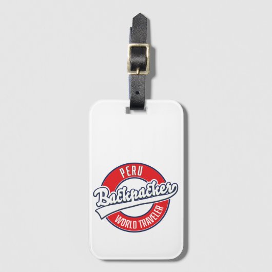 Peru Backpacker World Traveller Logo. Gepäckanhänger (Vorderseite Vertikal)