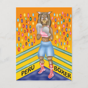 Peru Boxer, Alpaca-Charaktergestaltung Postkarte
