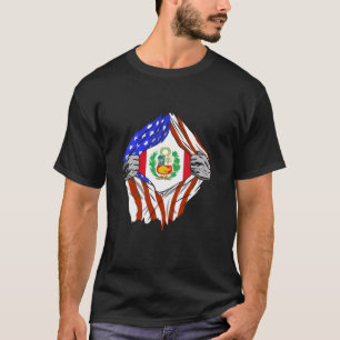 Peru-Brust USA Peruanische Flagge Peruanischer Sto T-Shirt