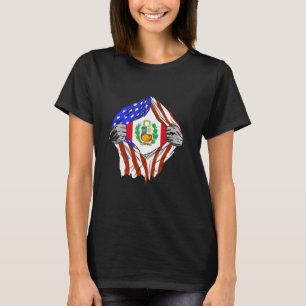 Peru Brust USA Peruanische Flagge Peruanischer Sto T-Shirt