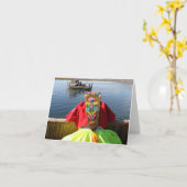 Peru Child - Girl Karte (Gelbe Blume)