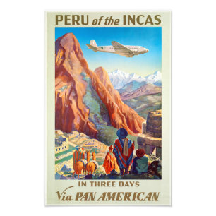 Peru der Inkas Vintage Reiseposter Kunst Fotodruck
