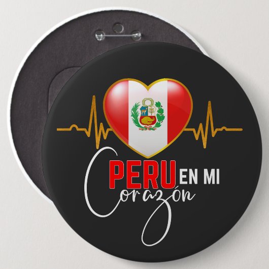 Peru en mi Corazon Peruvian Pride  Button (Vorne & Hinten)