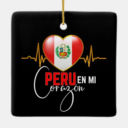 Peru en mi Corazon Peruvian Pride Keramikornament (Rückseite)