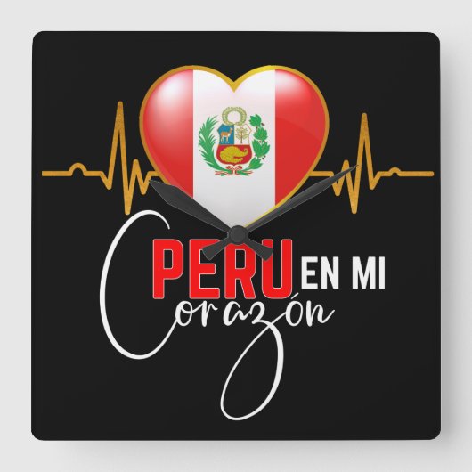 Peru en mi Corazon Peruvian Pride Quadratische Wanduhr (Vorderseite)