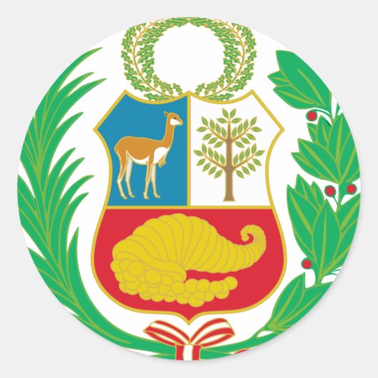 Peru - Escudo Nacional (nationales Emblem) Runder Aufkleber (Vorderseite)