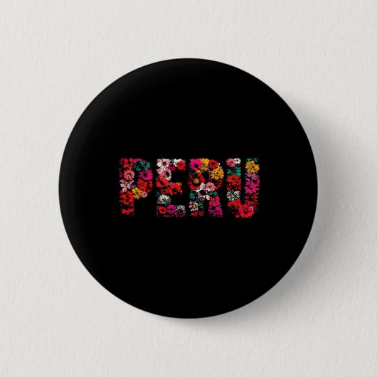 Peru-Fan - Florales peruanisches Urlaubssouvenir Button (Vorderseite)