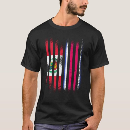 Peru Flag Costa Rica Grown Country Flags Stripes T-Shirt (Vorderseite)