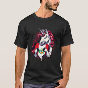 Peru Flag Einicorn Peruanischer Roots Peruanischer T-Shirt