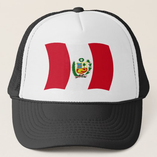 Peru Flag Hat Truckerkappe (Vorderseite)
