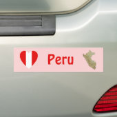 Peru Flag Herz + Karte Autoaufkleber (Auf Auto)