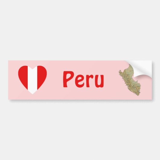 Peru Flag Herz + Karte Autoaufkleber (Vorne)