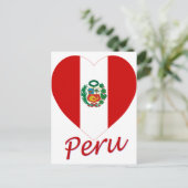 Peru Flag Herz Postkarte (Stehend Vorderseite)