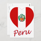 Peru Flag Herz Postkarte (Vorne/Hinten)