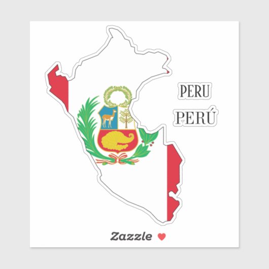 Peru Flag Map Sticker (Blatt)