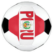 Peru Flag Rotes Weißes Coat of Arms Patriotic Fußball (Gedreht)