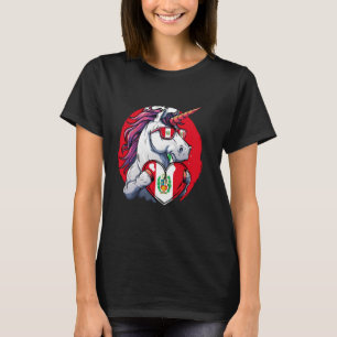 Peru-Flagge Einhorn Herz Peruanische Wurzeln Perua T-Shirt