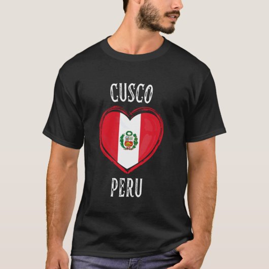 Peru-Flagge Herz Cusco Stadt T-Shirt (Vorderseite)